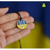 Кулони Герб України. Слава нації. Тризуб Колір срібло Кольори прапор України". На шнурку